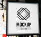 Free Minimal Shop Sign Mockup With Geometric Design Psd