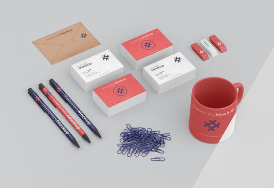 Free Minimal Stationery Objects Assortment Psd