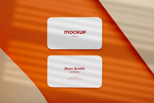 Free Minimalist Business Card Mockup Composition Made With Geometric Figures With Earth Colors Psd