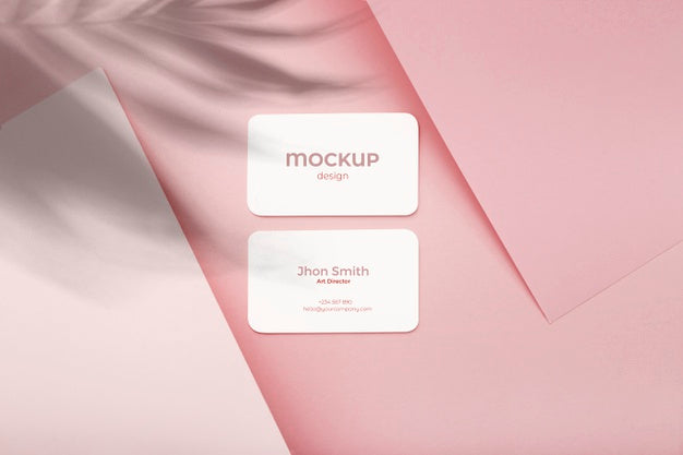 Free Minimalist Business Card Mockup Composition Made With Geometric Figures With Earth Colors Psd