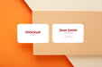 Free Minimalist Business Card Mockup Composition Made With Geometric Figures With Earth Colors Psd