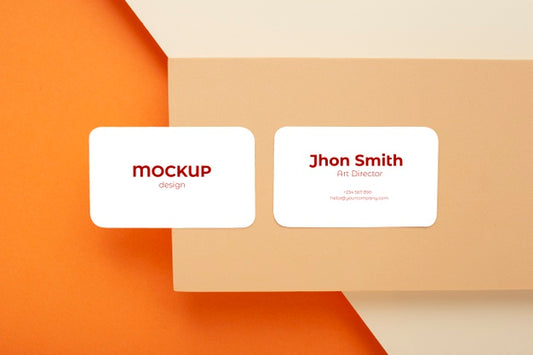 Free Minimalist Business Card Mockup Composition Made With Geometric Figures With Earth Colors Psd