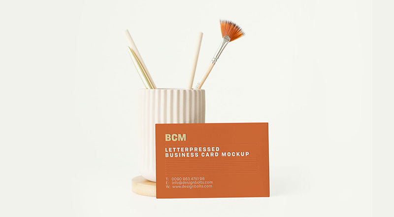 Free Minimalistic Letterpressed Business Card Mockup Psd