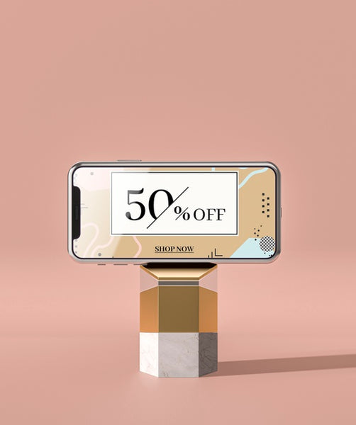 Free Mobile Phone 3D Mock-Up On Marble Psd