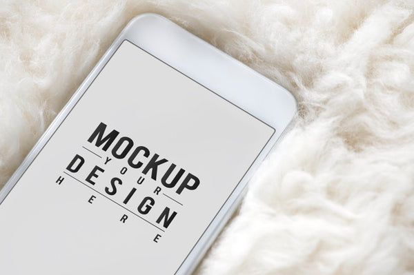 Free Mobile Phone Screen Mockup On Fur Surface Psd