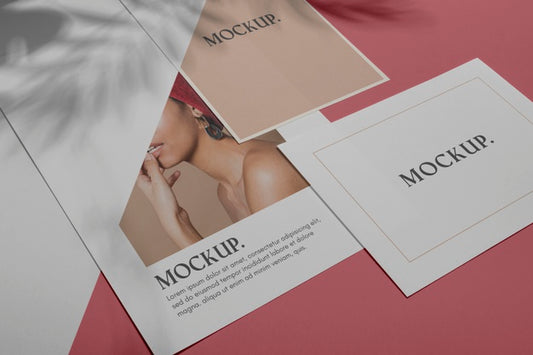 Free Mock Up Brochure Shadow Overlay Flat Lay Psd