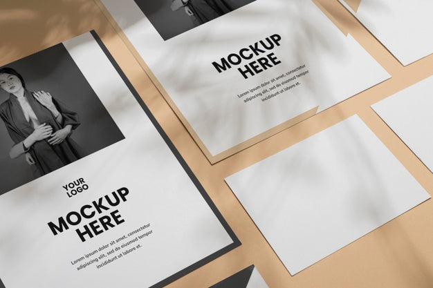 Free Mock Up Brochure Shadow Overlay Flat Lay Psd