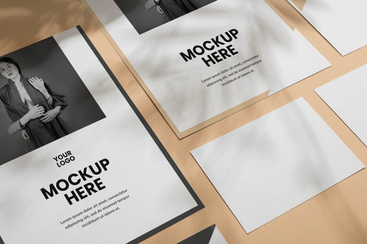 Free Mock Up Brochure Shadow Overlay Flat Lay Psd