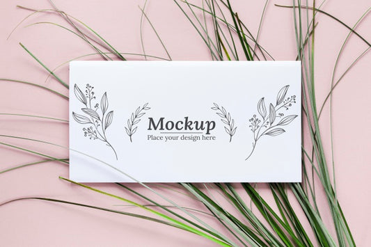 Free Mock-Up Card With Leaves Arrangement Psd