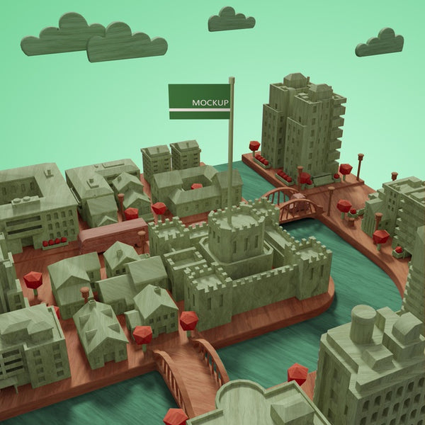 Free Mock-Up Cities World Day Model Psd
