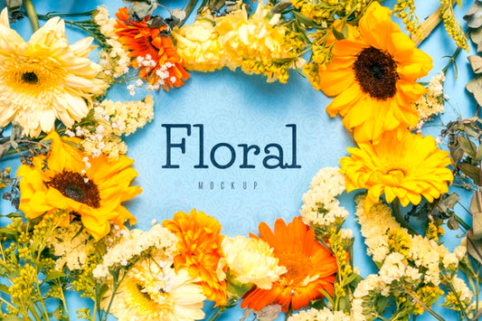 Free Mock-Up Concept With Circular Floral Frame Psd