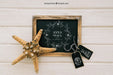 Free Mock Up Design With Blackboard, Labels And Starfish Psd