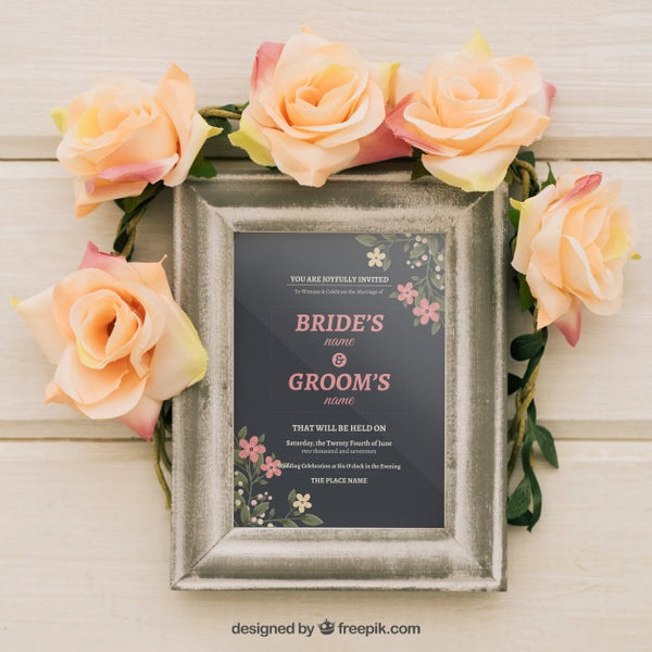 Free Mock Up Design With Frame And Floral Ornaments Psd
