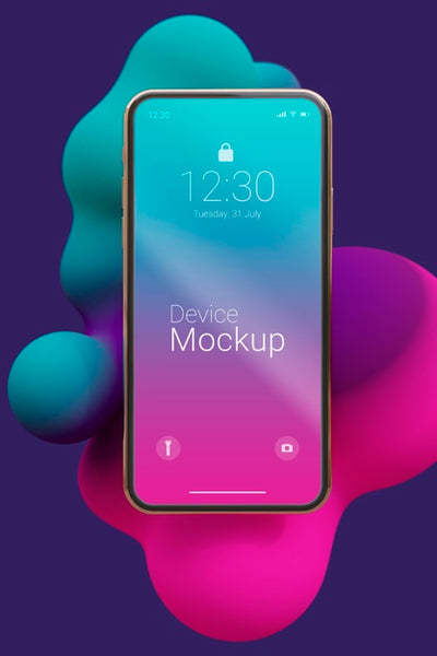 Free Mock-Up Device With Abstract Liquids Psd