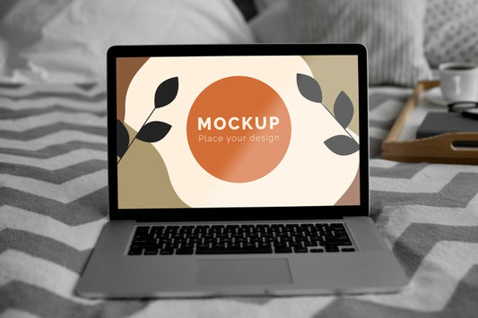 Free Mock Up Laptop On Bed Psd
