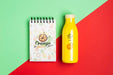 Free Mock-Up Notepad And Plastic Bottle With Smoothie Psd
