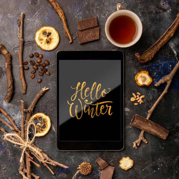 Free Mock-Up Nutritive Herbs For Winter Psd