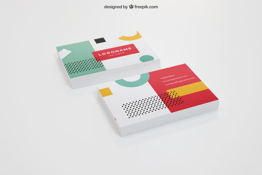 Free Mock Up Of Two Stacks Of Business Cards Psd