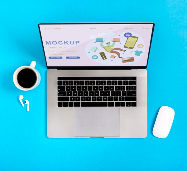 Free Mock-Up Shoppings Device With Coffee Psd