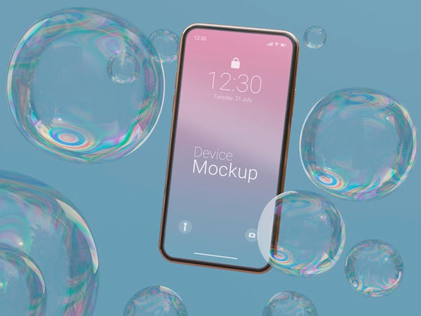 Free Mock-Up Smartphone With Abstract Liquids Psd