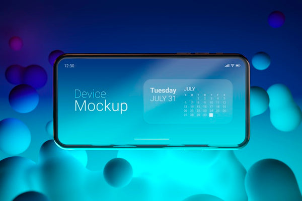Free Mock-Up Smartphone With Liquid Dynamic Elements Psd