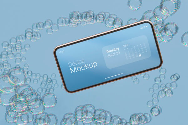 Free Mock-Up Smartphone With Liquid Elements Psd