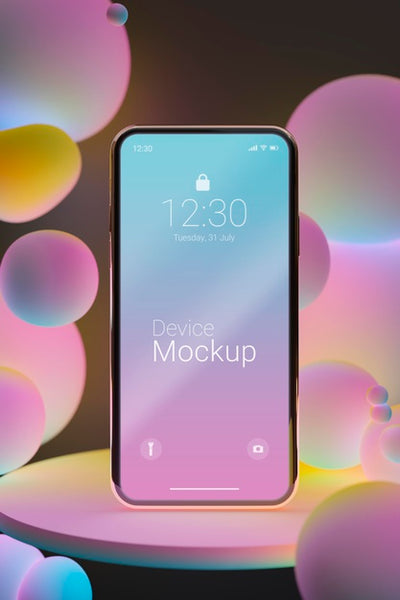 Free Mock-Up Smartphone With Liquid Elements Psd