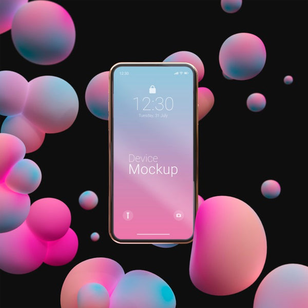 Free Mock-Up Smartphone With Liquid Elements Psd