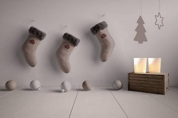 Free Mock-Up Socks Collection Hooked On Wall Psd