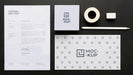 Free Mock-Up Stationery On Wood Arrangement Psd