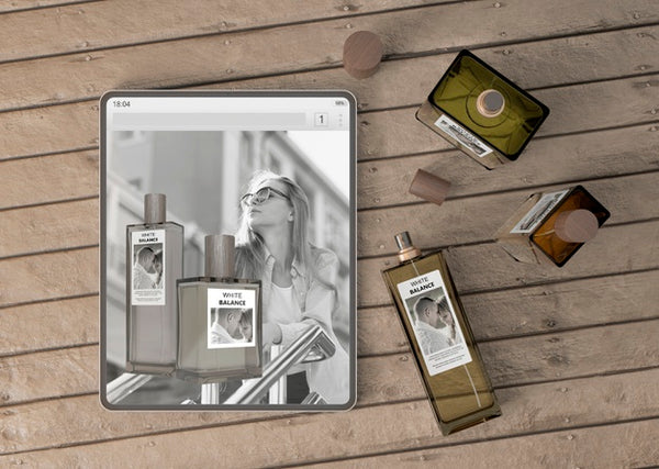 Free Mock-Up Tablet With Perfume Website Psd