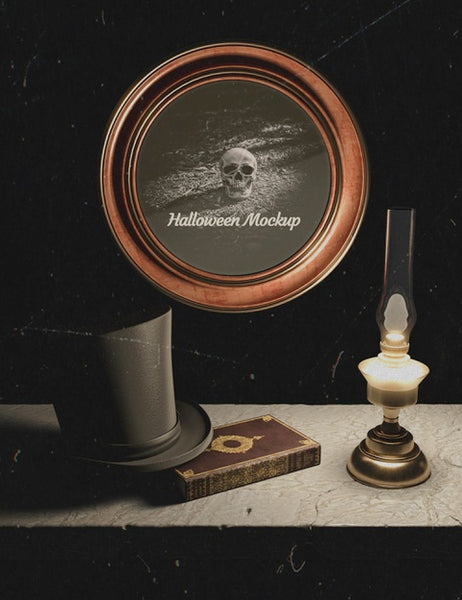 Free Mock-Up With Skull And Dark Ages Elements Psd