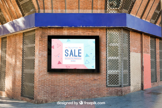 Free Mockup Of Billboard On Brick Wall Psd