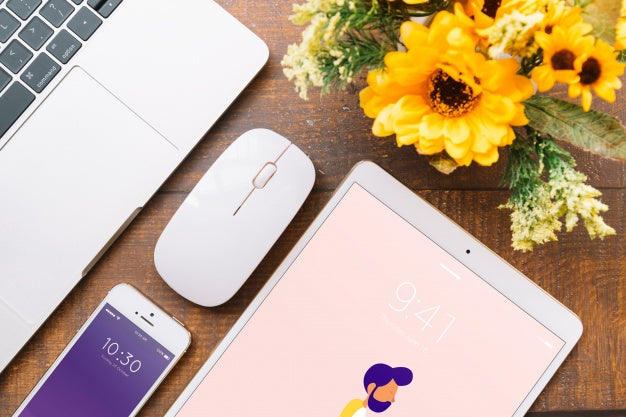 Free Mockup Of Various Devices With Creativity Or Workspace Concept Psd