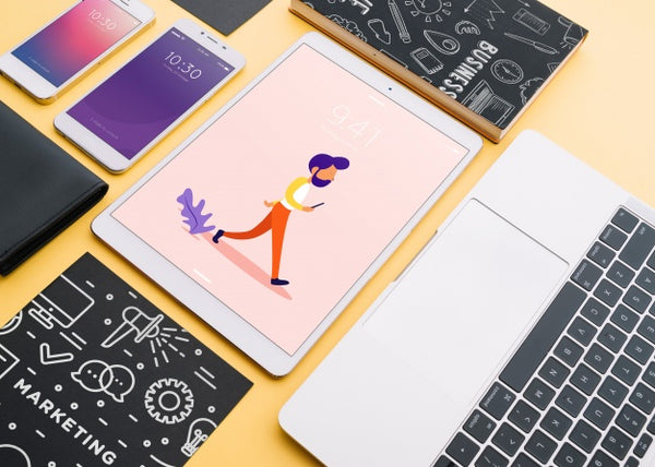 Free Mockup Of Various Devices With Creativity Or Workspace Concept Psd