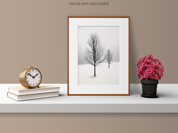 Free Mockup Poster Frame In The Empty Wooden Frame Standing On Living Room Modern Interior. Psd