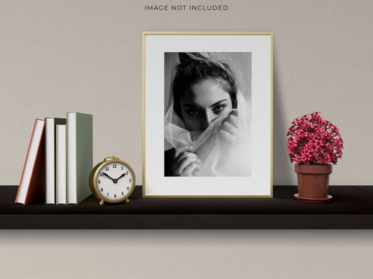 Free Mockup Poster Frame In The Empty Wooden Frame Standing On Living Room Modern Interior. Psd