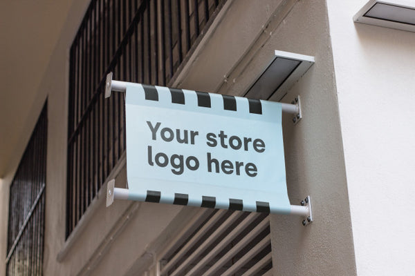 Free Mockup Sign Outside Shop Psd