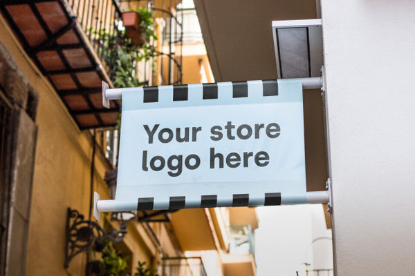 Free Mockup Sign Outside Shop Psd