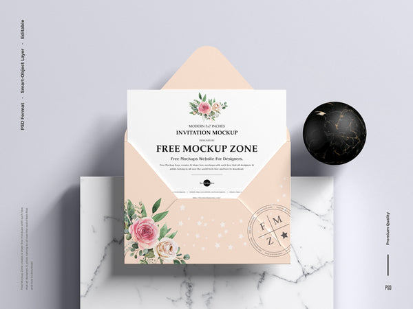 Free Modern 5×7 Inches Invitation Mockup