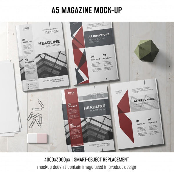 Free Modern A5 Magazine Mockup Psd