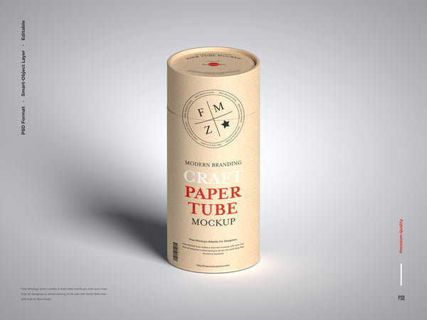 Free Modern Branding Craft Paper Tube Mockup