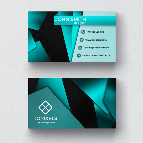 Free Modern Business Card With 3D Shapes Psd