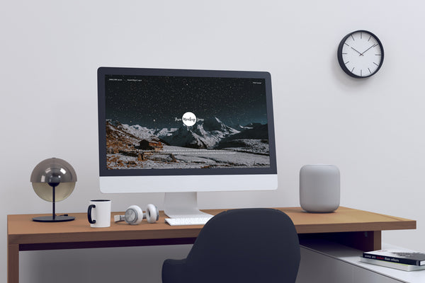 Free Modern Designer Workstation Imac Mockup