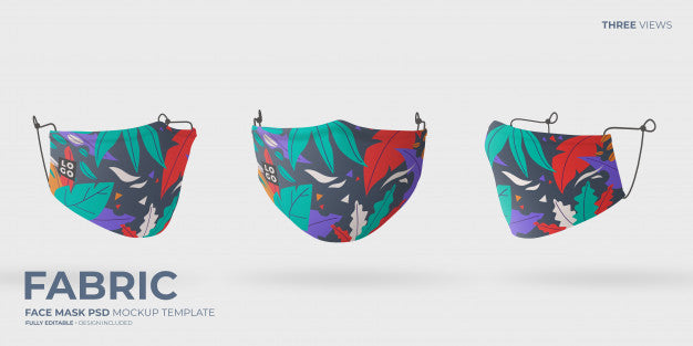 Free Modern Fabric Face Mask Mockup In Three Views Psd