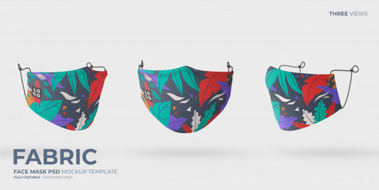Free Modern Fabric Face Mask Mockup In Three Views Psd