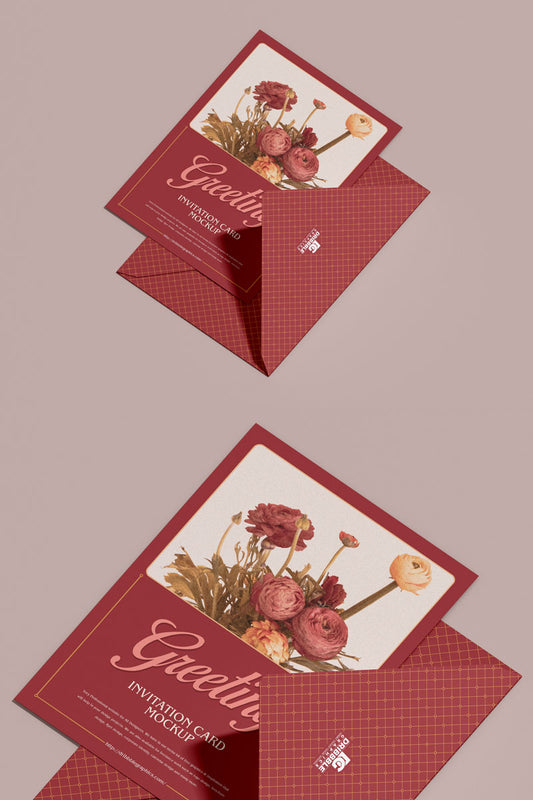 Free Modern Invitation Greeting Card Mockup Psd