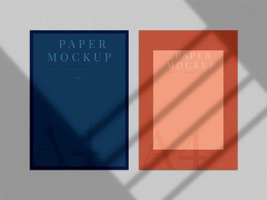 Free Modern Print Mock-Up Design For Branding, Corporate Identity, Graphic Designers Presentations With Shadow Overlay Psd