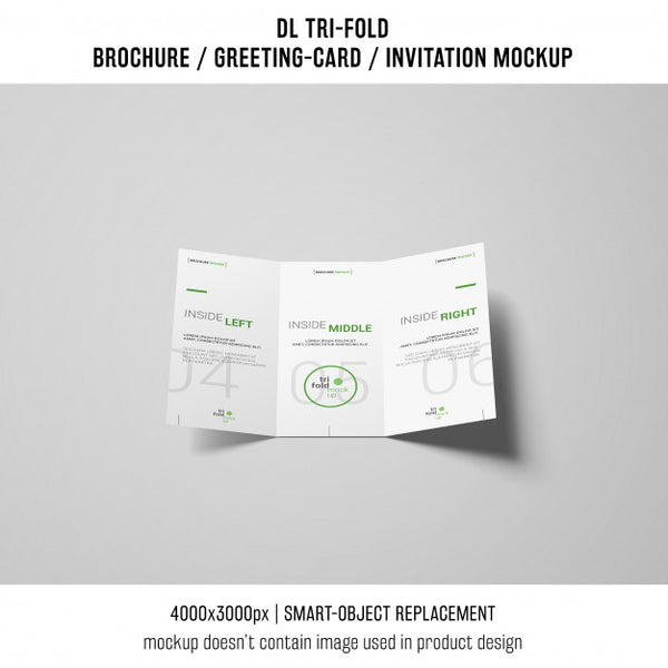 Free Modern Trifold Brochure Or Invitation Mockup Psd