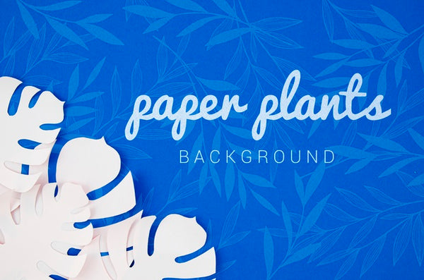 Free Monstera Paper Plant Leaves Background With Shadows Psd